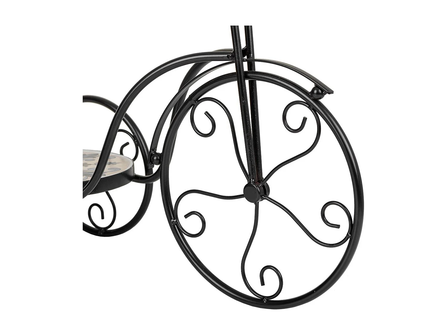 FahrradstÃ¤nder aus schwarzem Mosaik und Schmiedeeisen, 53 x 23,5 x 36 h cm