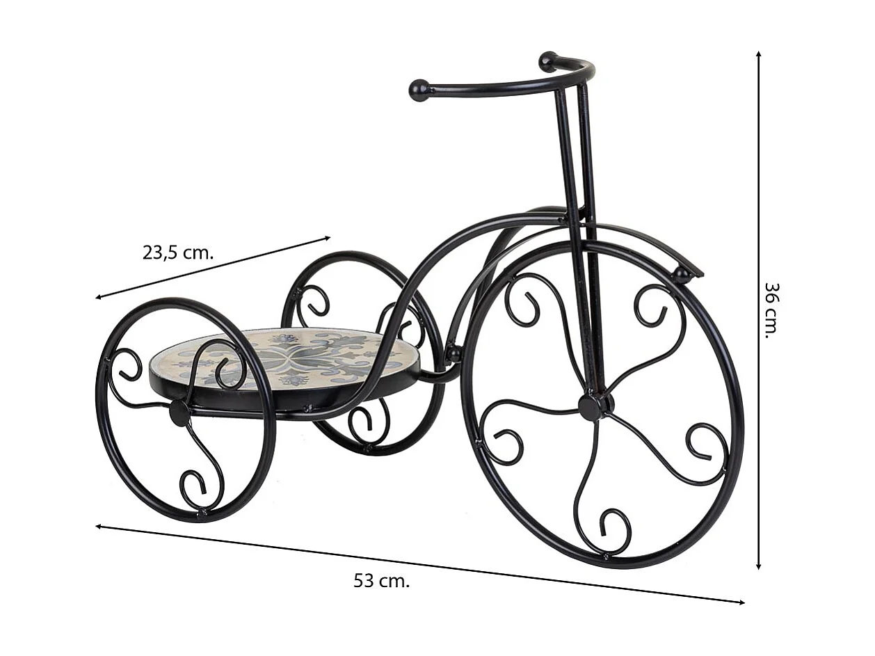 FahrradstÃ¤nder aus Beige Mosaik und Schmiedeeisen, 53 x 23,5 x 36 h c