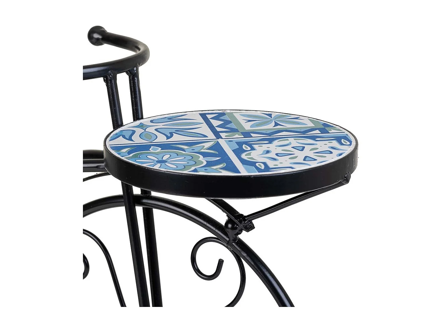 Fahrradständer aus schwarzem Mosaik und Schmiedeeisen, 67 x 26,5 x 43 h cm