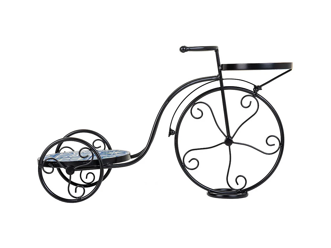 Support vélo en mosaïque et fer forgé noir 67x26.5x43h
