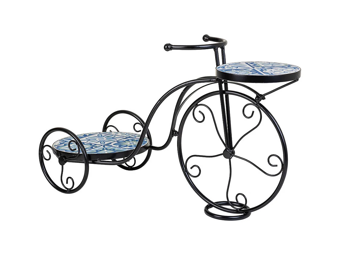 Soporte bici de mosaico y forja negro 67x26.5x43