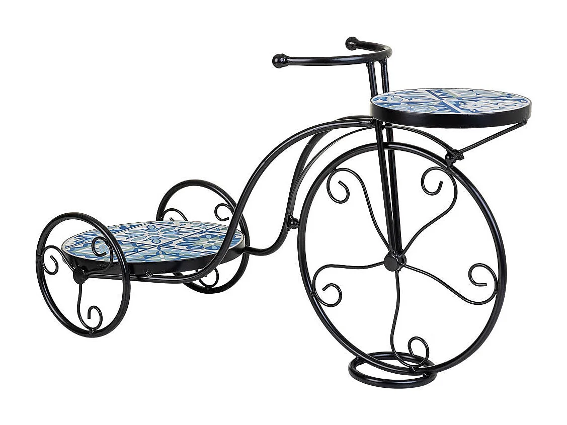 FahrradstÃ¤nder aus Blau Mosaik und Schmiedeeisen, 67 x 26,5 x 43 h cm