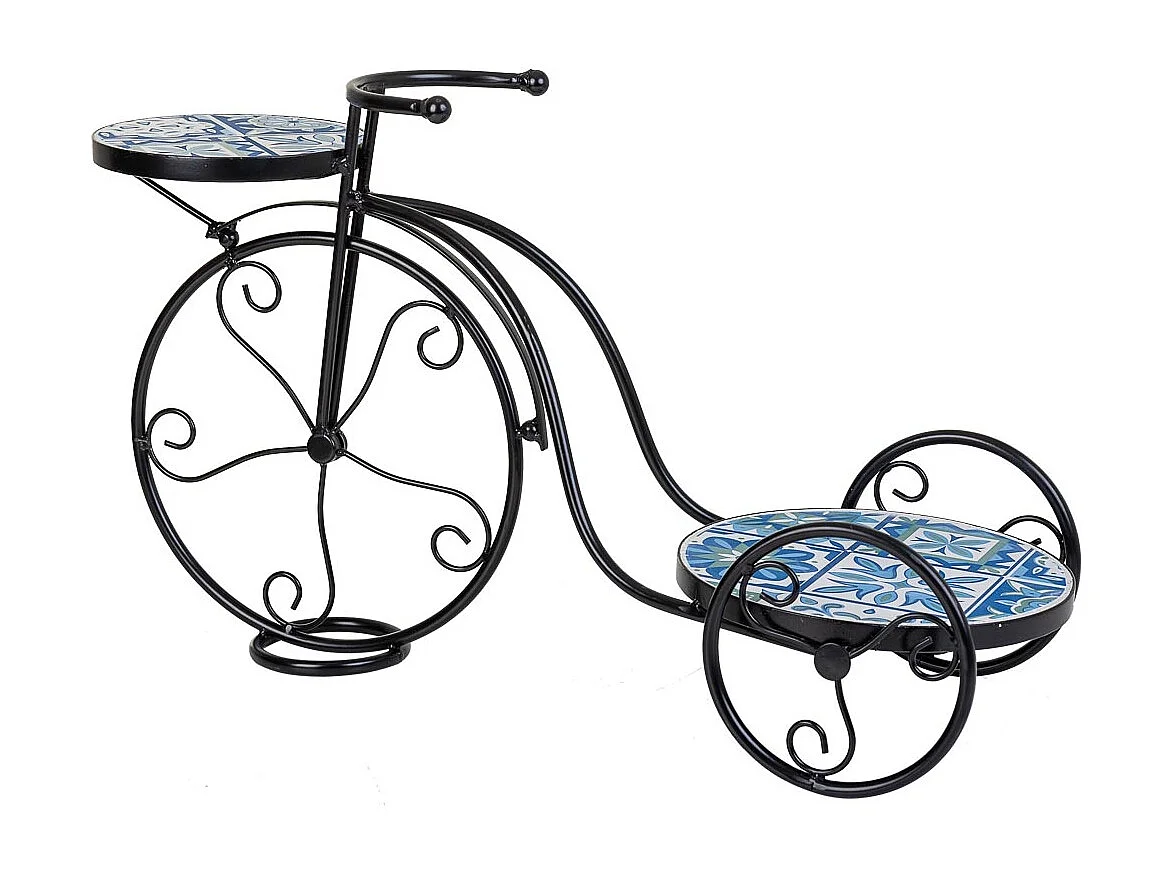 FahrradstÃ¤nder aus Blau Mosaik und Schmiedeeisen, 67 x 26,5 x 43 h cm