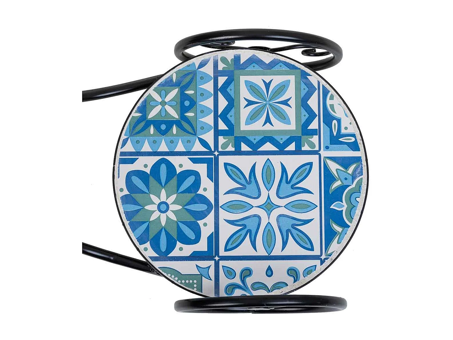 Supporto bici in mosaico Blu e ferro battuto 67x26,5x43h