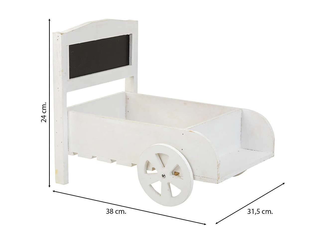 Supporto carrello portafiori in legno bianco 38x31,5x24h