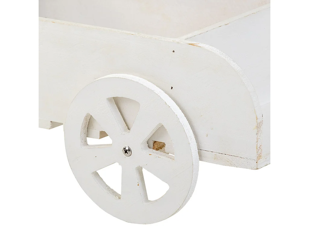 Suporte para carrinho de flores em madeira branca 38x31,5x24