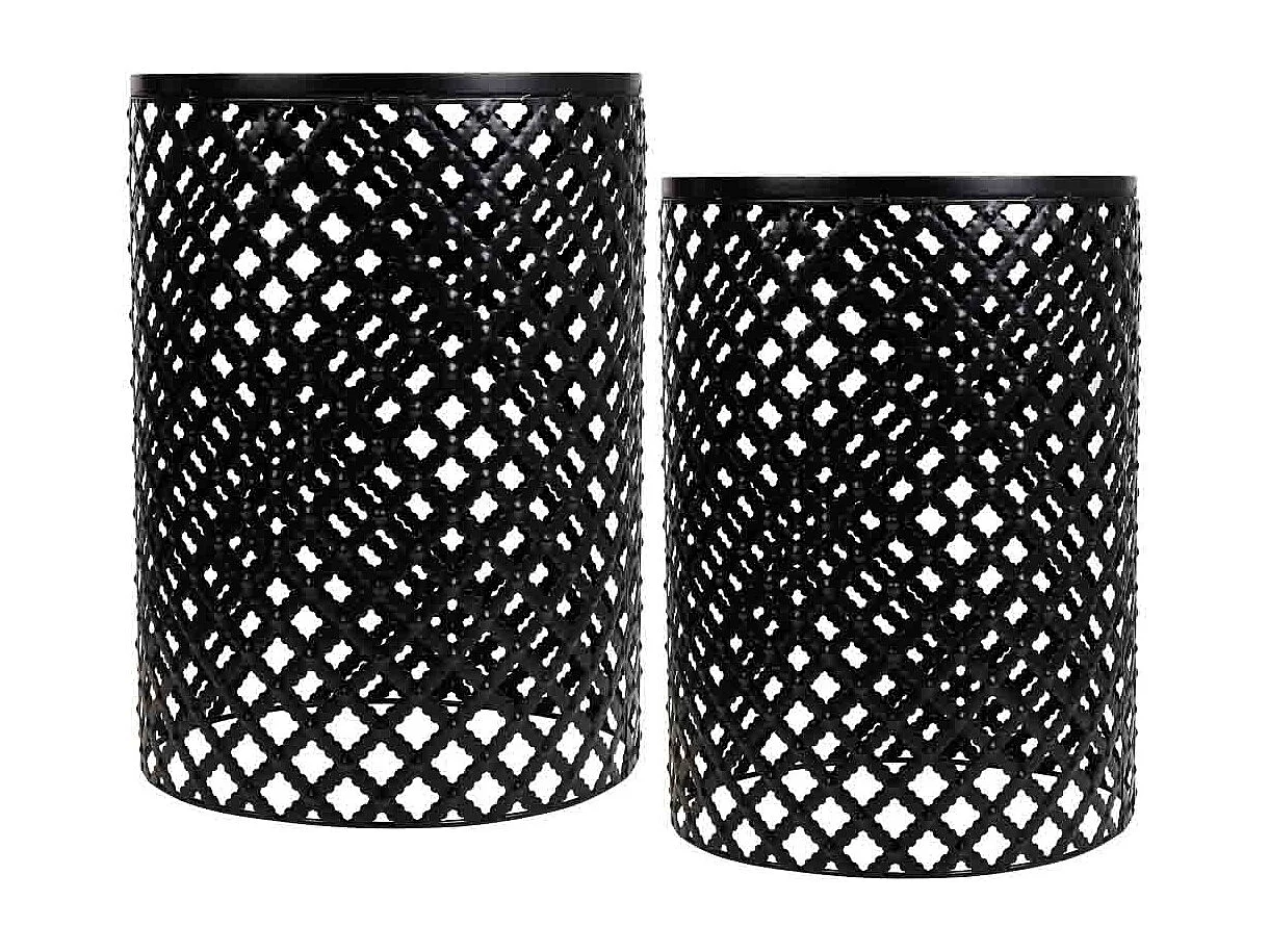 Set mit 2 schwarzen Mosaik- und Metallstützen