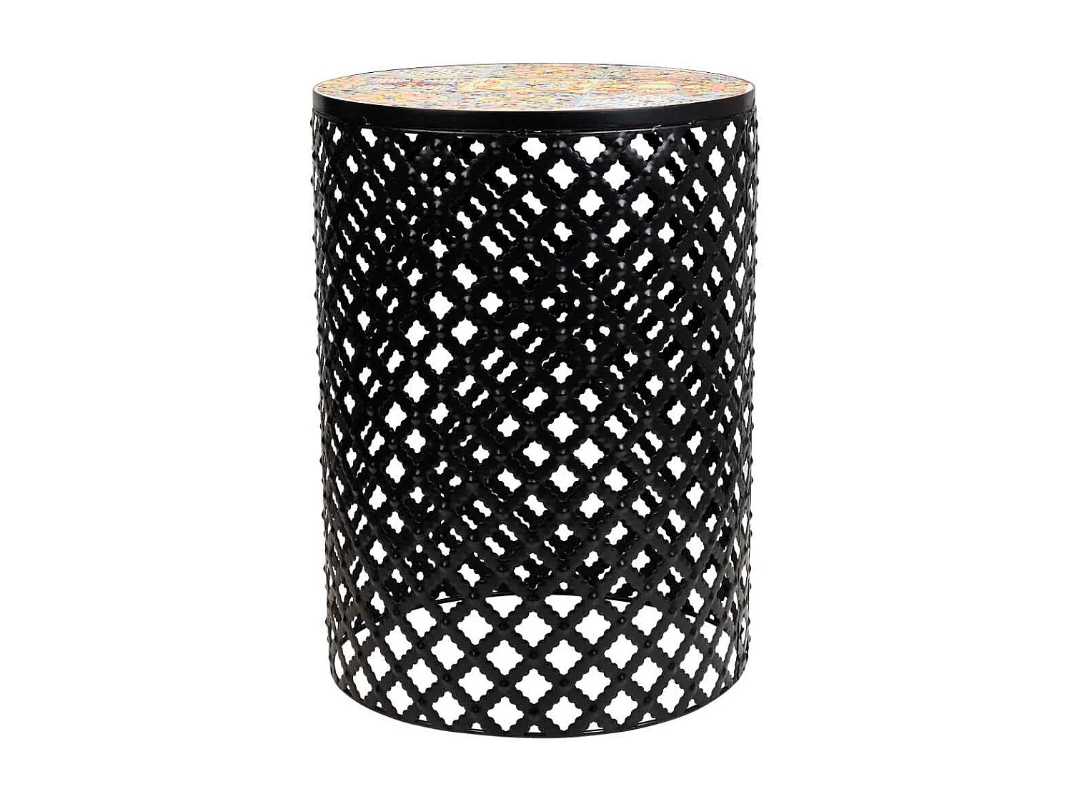 Set mit 2 schwarzen Mosaik- und Metallstützen