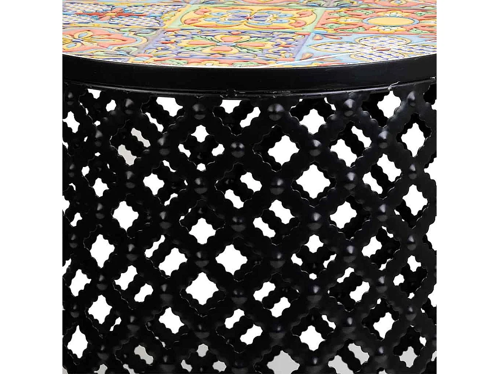 Set mit 2 schwarzen Mosaik- und Metallstützen