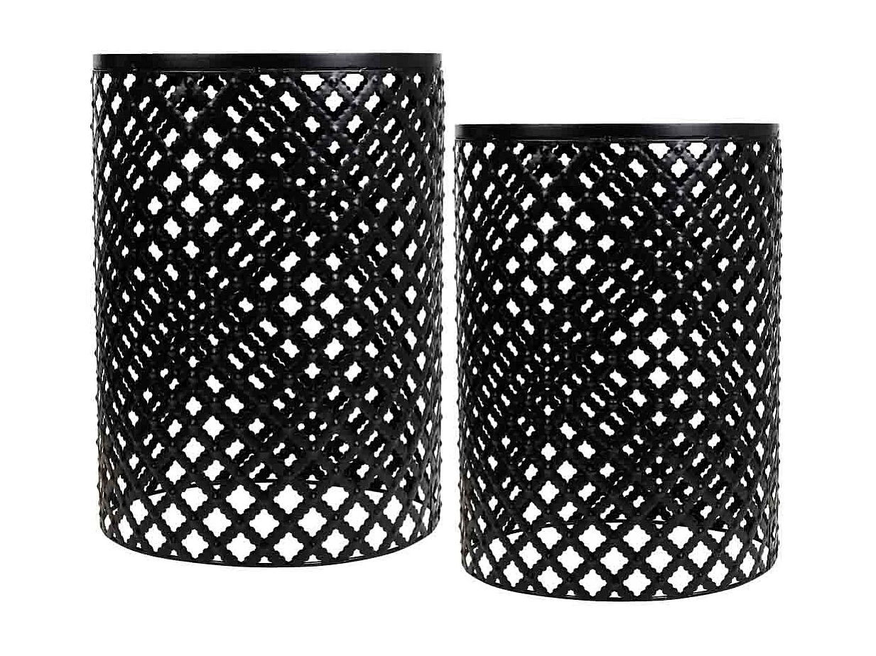 Set mit 2 schwarzen Mosaik- und Metallstützen