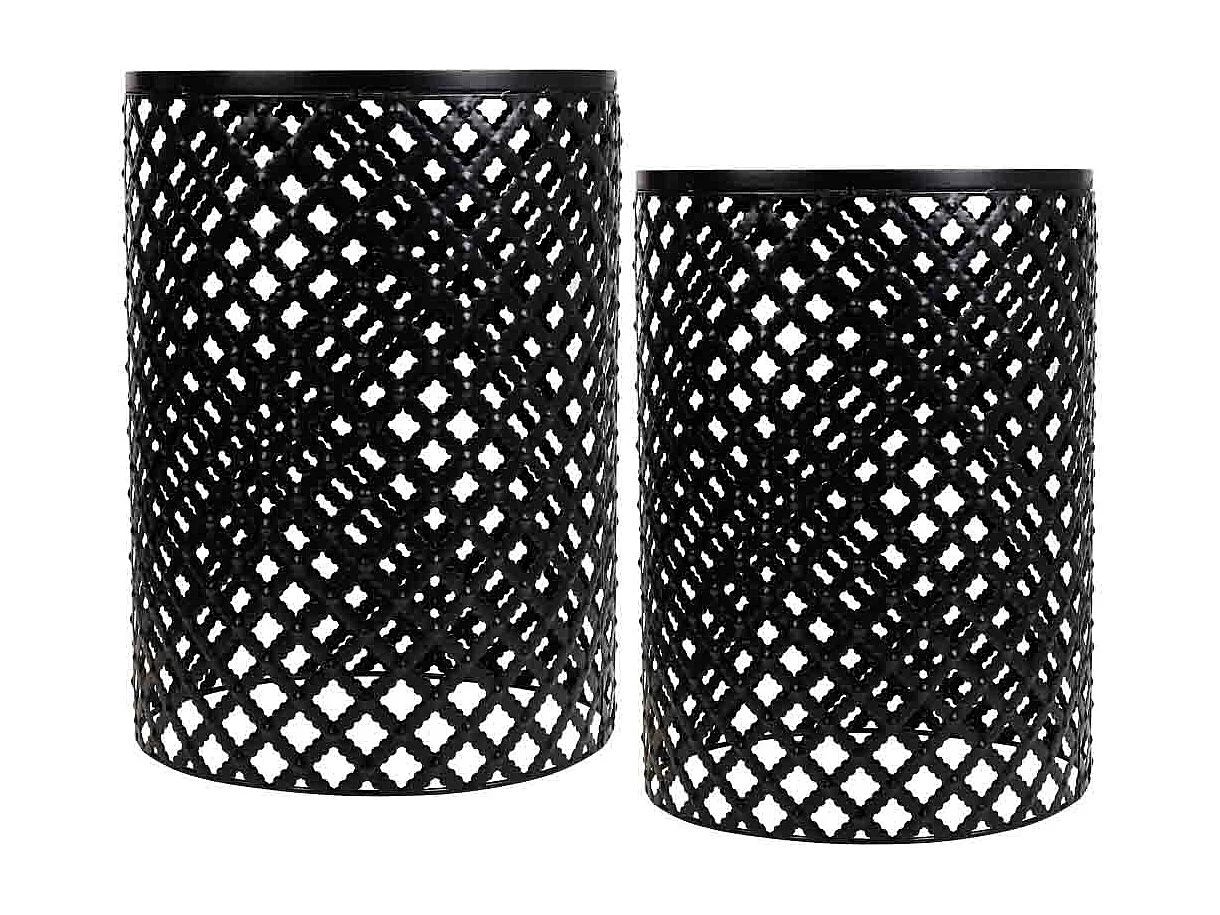 Set di 2 supporti in mosaico nero e metallo