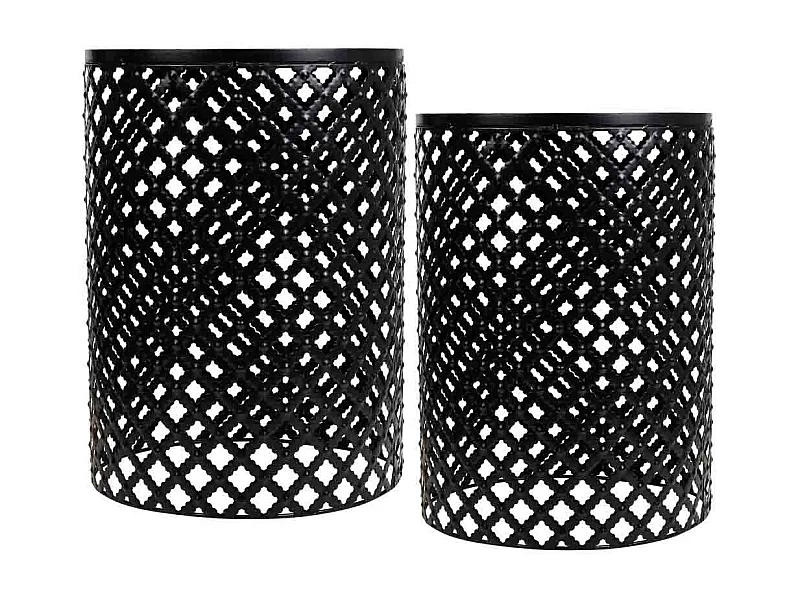 Set mit 2 schwarzen Mosaik- und Metallstützen