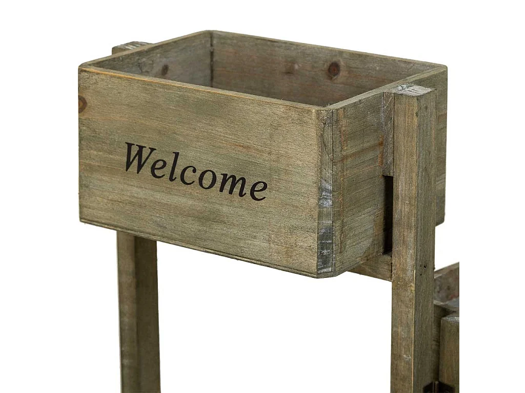 Stütze mit 5 braunen Holzkörben 124x15x90,5h cm