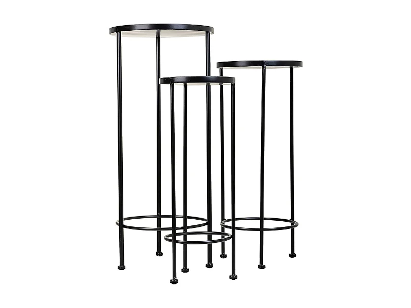 Set mit 3 Stützen aus Mosaik und schwarzem Metall