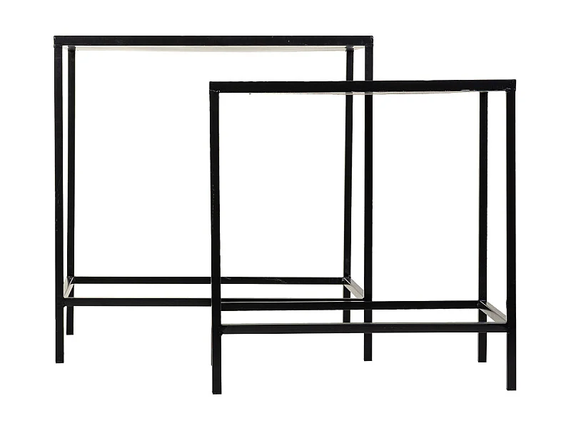 Set mit 2 Blumentöpfen aus schwarzem Mosaik und Schmiedeeisen