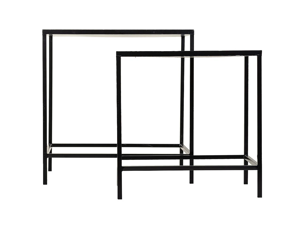 Ensemble de 2 porte-fleurs en mosaïque et fer forgé noirs