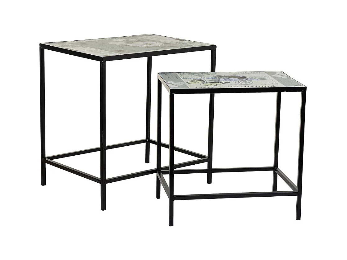 Set 2 Maceteros de mosaico y forja negros