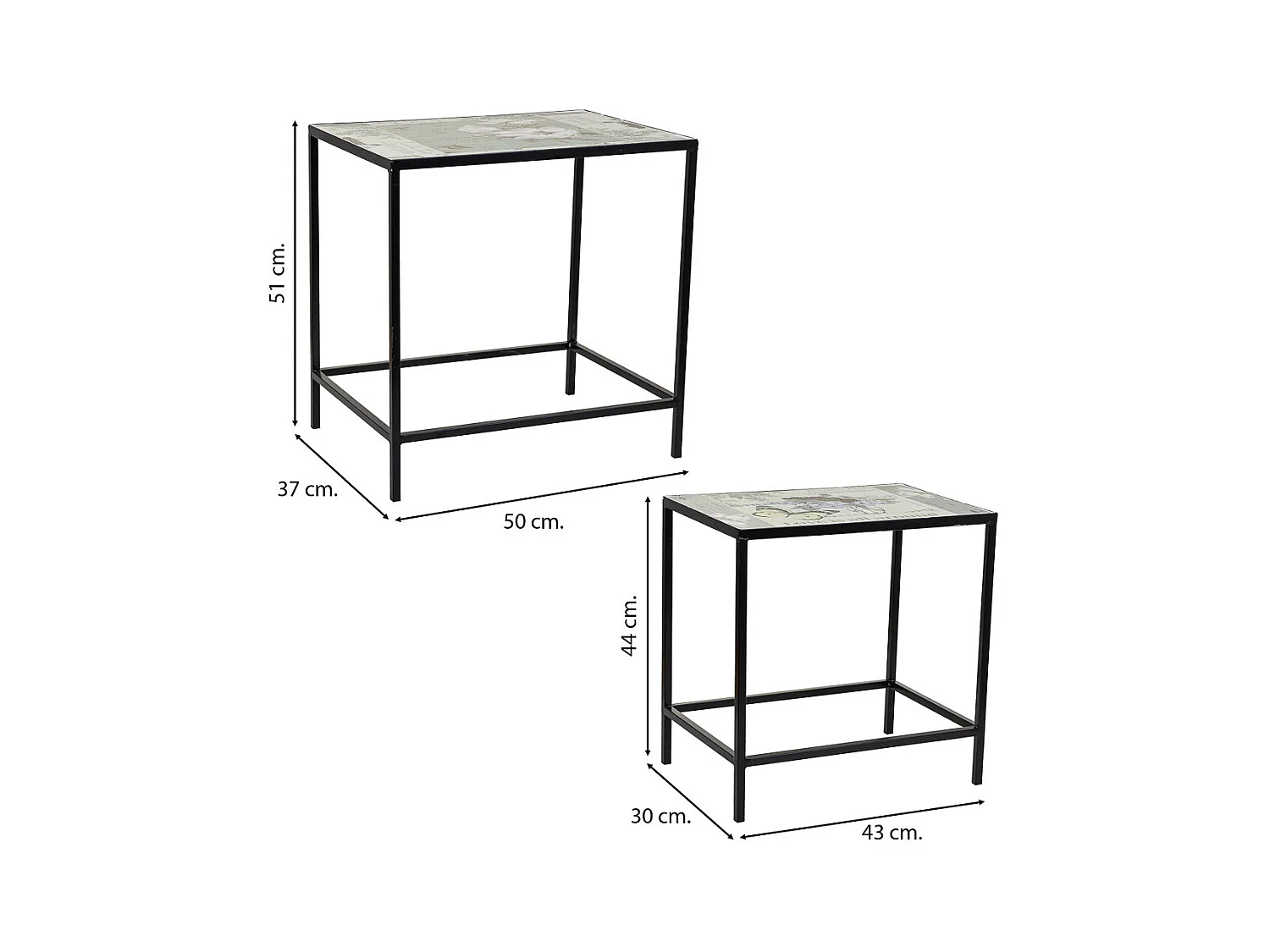 Set 2 Maceteros de mosaico y forja negros