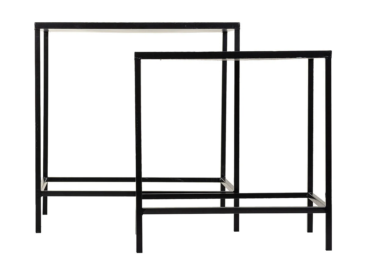 Set mit 2 Blumentöpfen aus schwarzem Mosaik und Schmiedeeisen