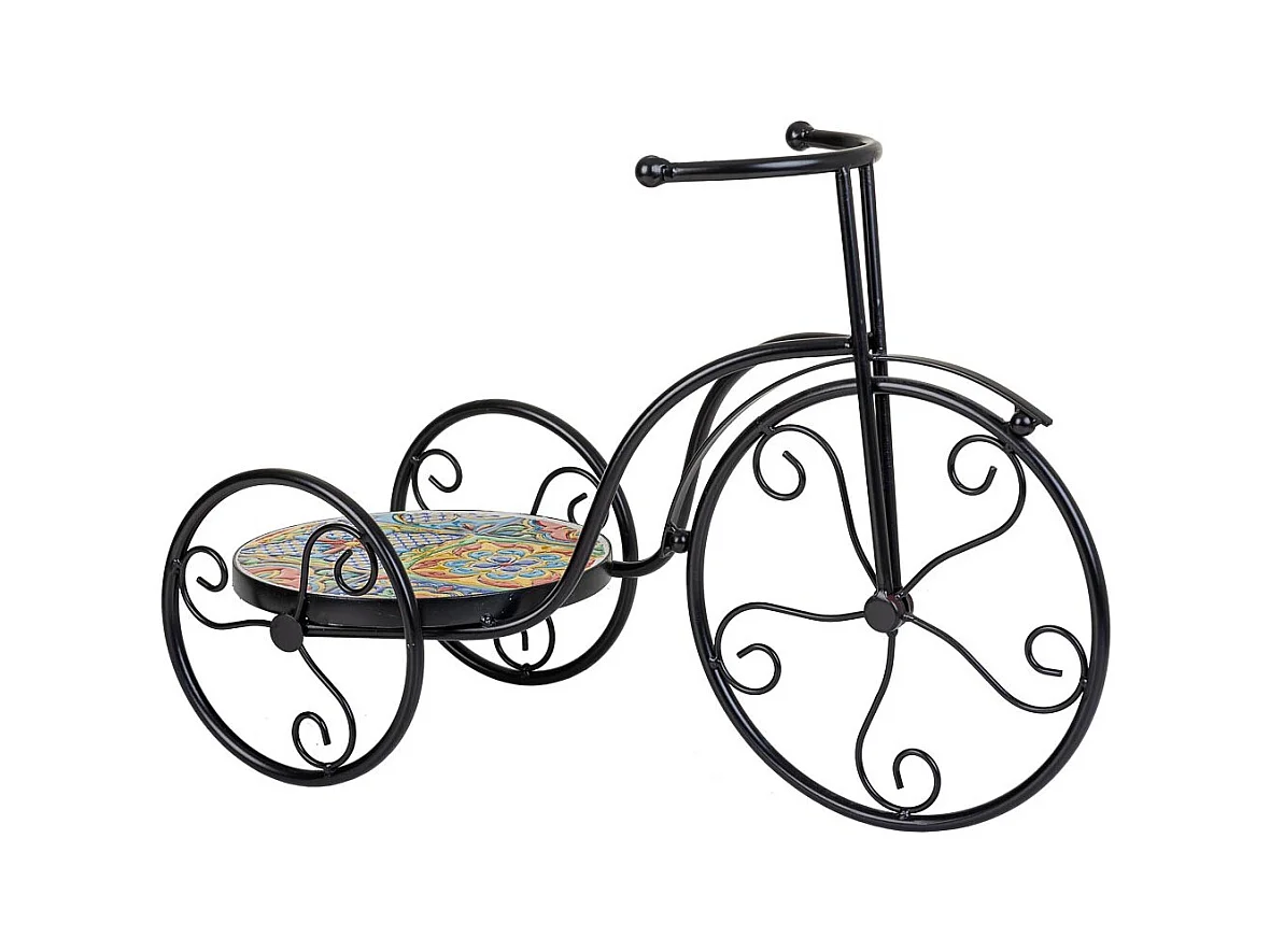 Soporte de Macetero bici de mosaico y metal negro 53x23.5x36