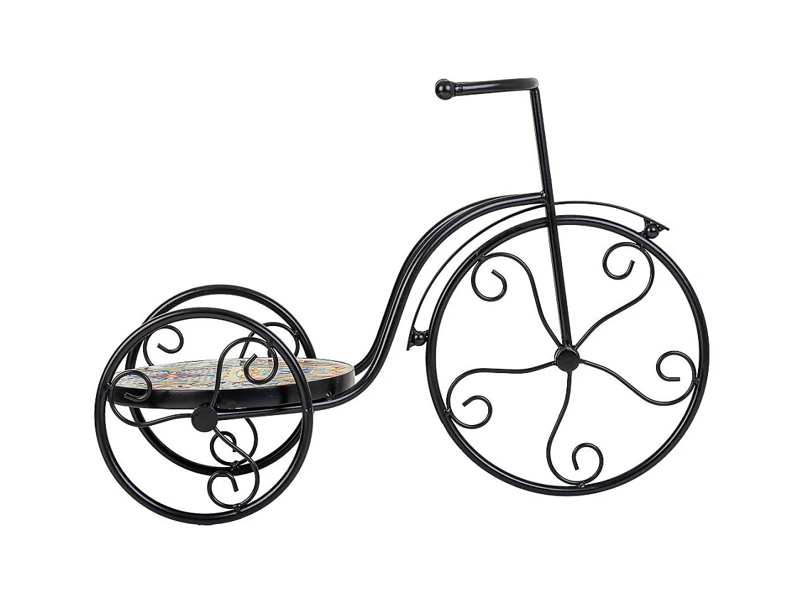 Soporte de Macetero bici de mosaico y metal negro 53x23.5x36