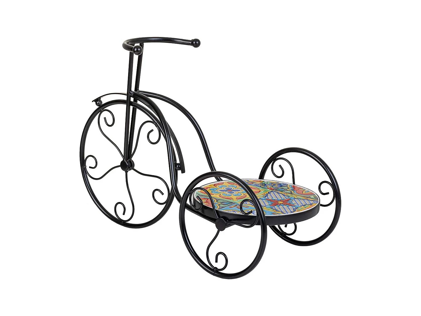 Soporte de Macetero bici de mosaico y metal negro 53x23.5x36