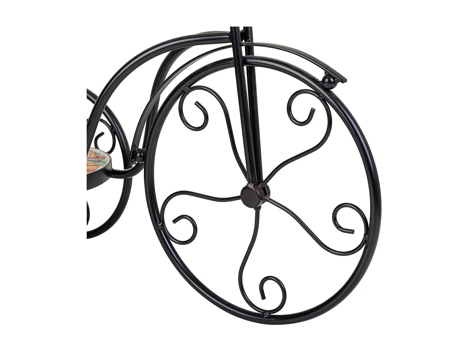 Blumentopfhalter Fahrrad aus Mosaik und schwarzem Metall, 53 x 23,5 x 36 h cm
