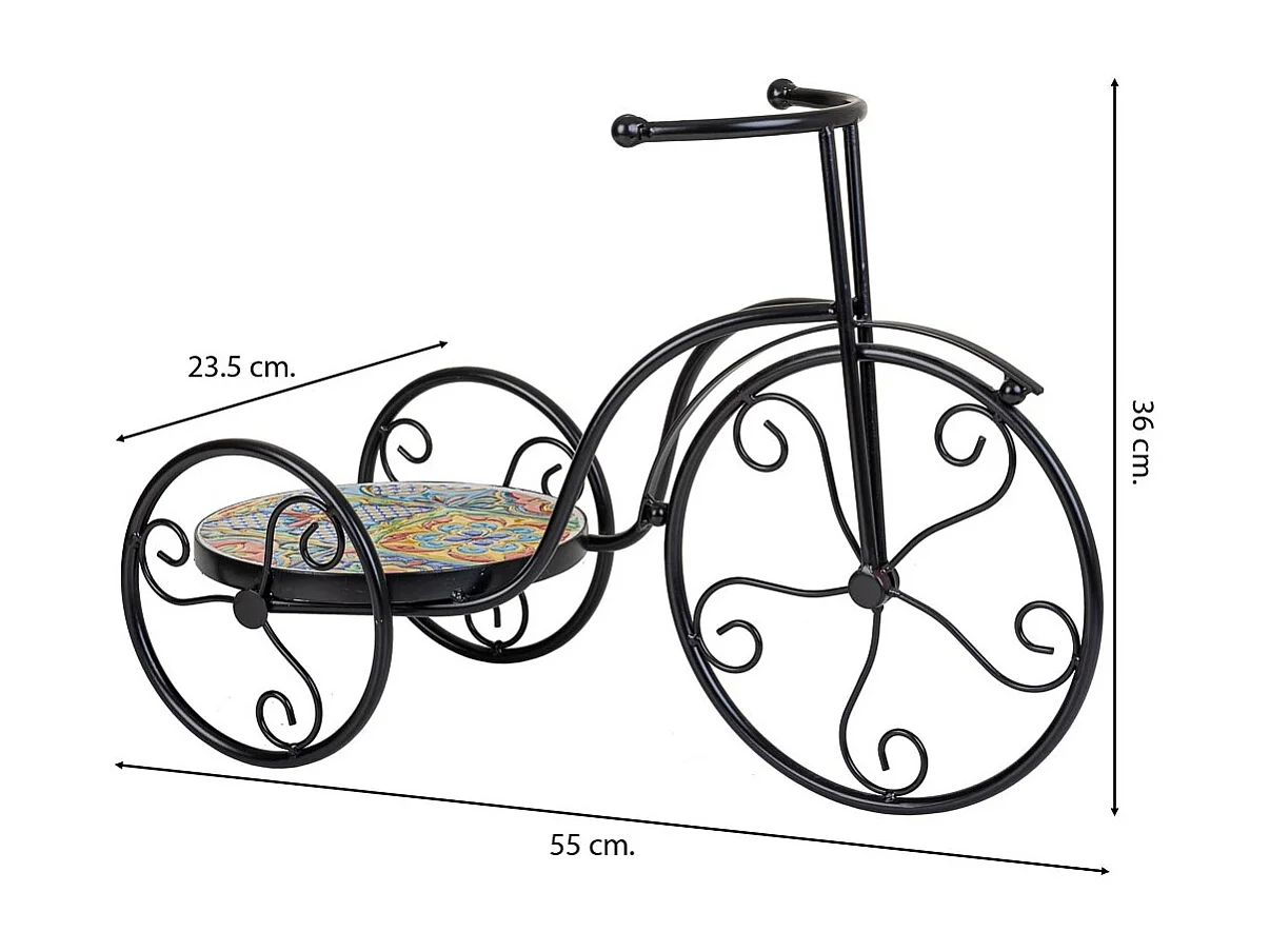 Blumentopfhalter Fahrrad aus Mosaik und Mehrfarbig Metall, 53 x 23,5 x