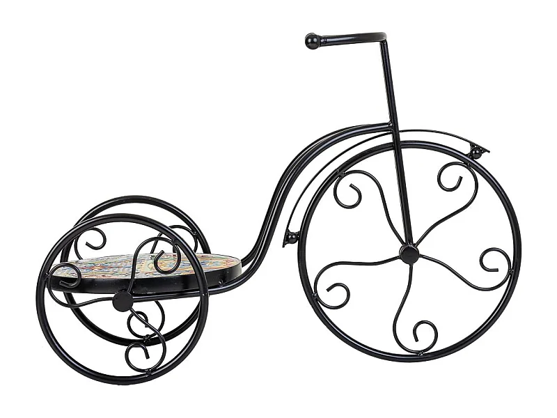 Blumentopfhalter Fahrrad aus Mosaik und schwarzem Metall, 53 x 23,5 x 36 h cm