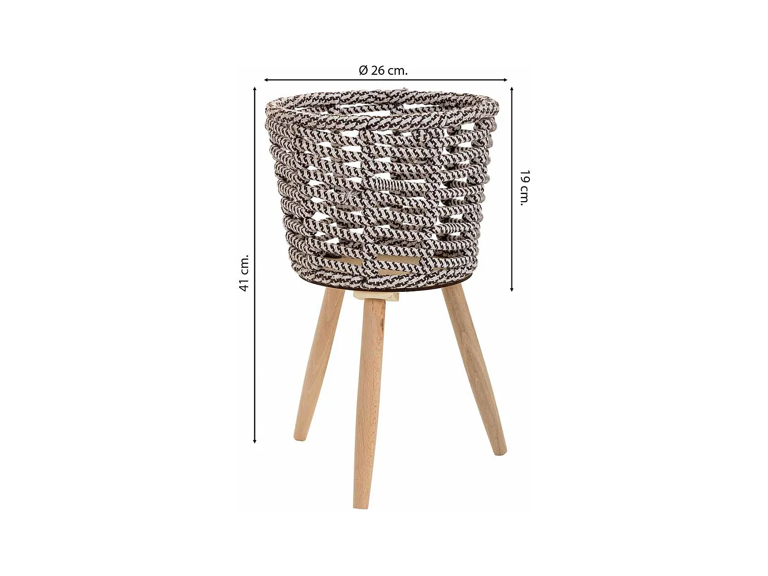 Cache-pot en métal et coton gris d26x19/41h