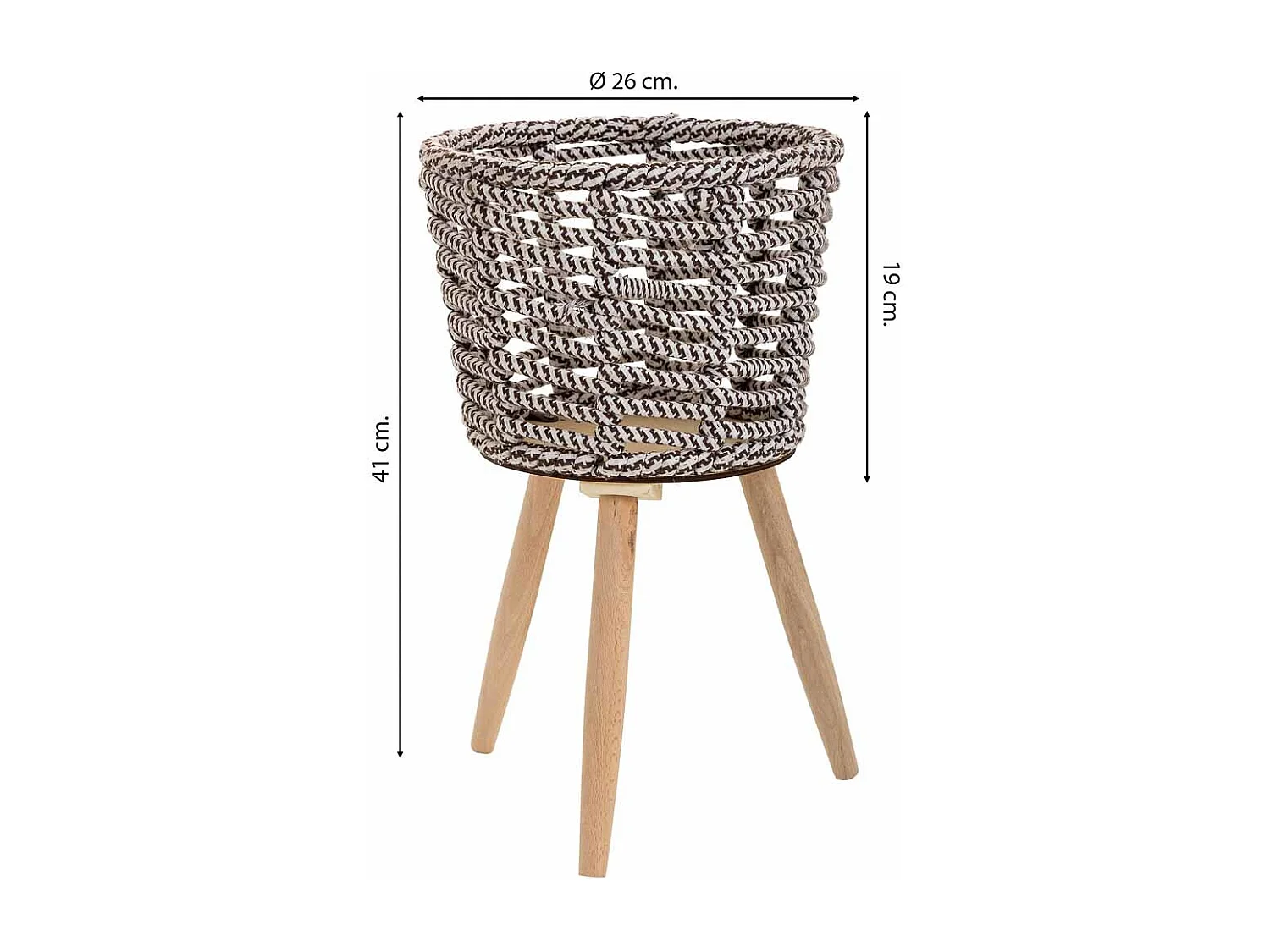 Fioriera in metallo e cotone grigio d26x19/41h