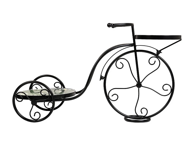 Fahrradständer aus schwarzem Mosaik und Schmiedeeisen, 67 x 26,5 x 43 h cm