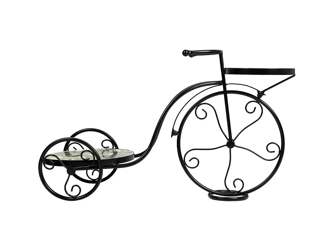 Support vélo en mosaïque et fer forgé noir 67x26.5x43h