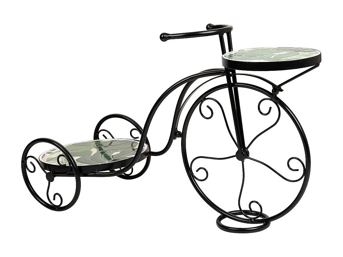 FahrradstÃ¤nder aus schwarzem Mosaik und Schmiedeeisen, 67 x 26,5 x 43 h cm