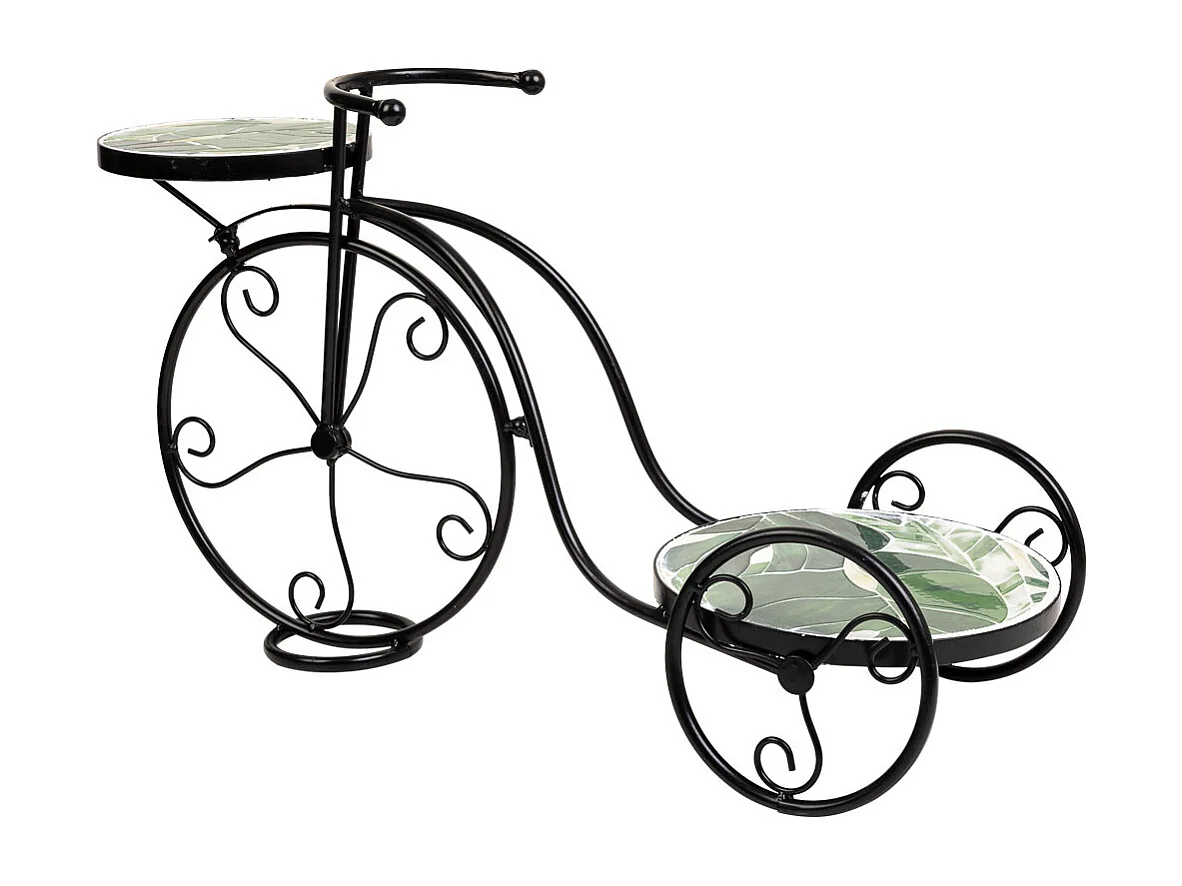 FahrradstÃ¤nder aus schwarzem Mosaik und Schmiedeeisen, 67 x 26,5 x 43 h cm