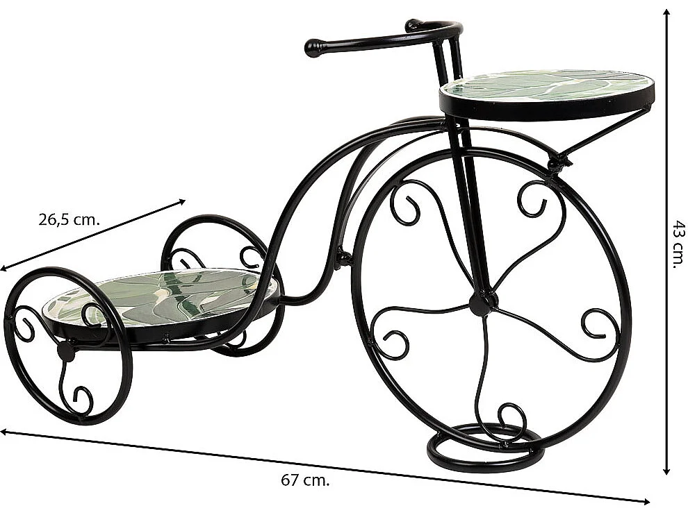 FahrradstÃ¤nder aus Grün Mosaik und Schmiedeeisen, 67 x 26,5 x 43 h cm