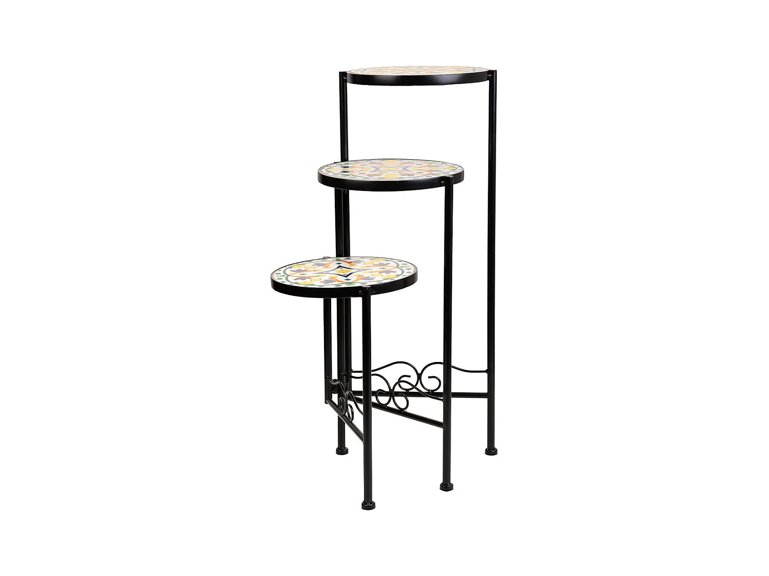 Ensemble de 3 supports en mosaïque et métal noirs