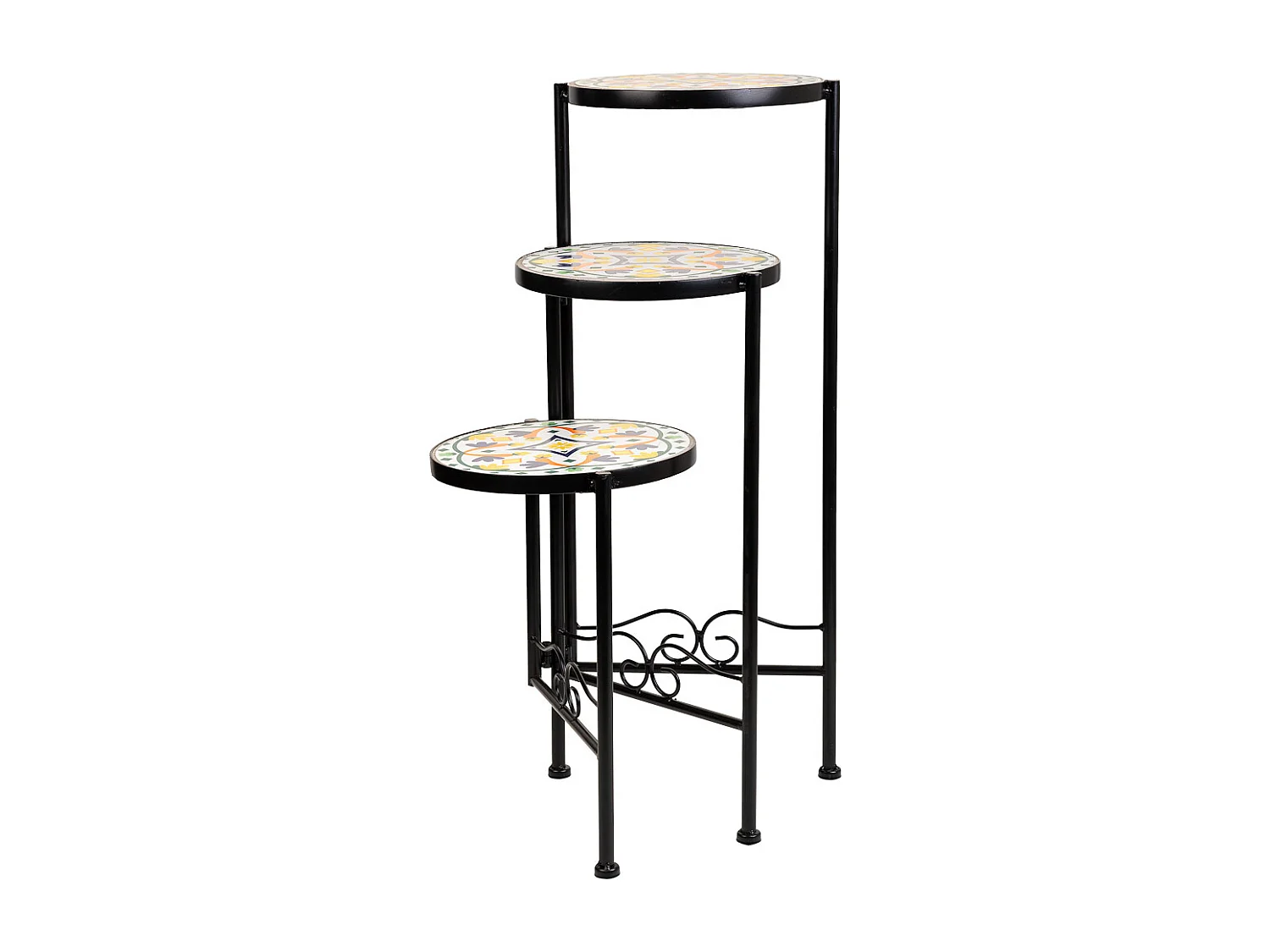 Conjunto de 3 suportes em mosaico multicolor e metal