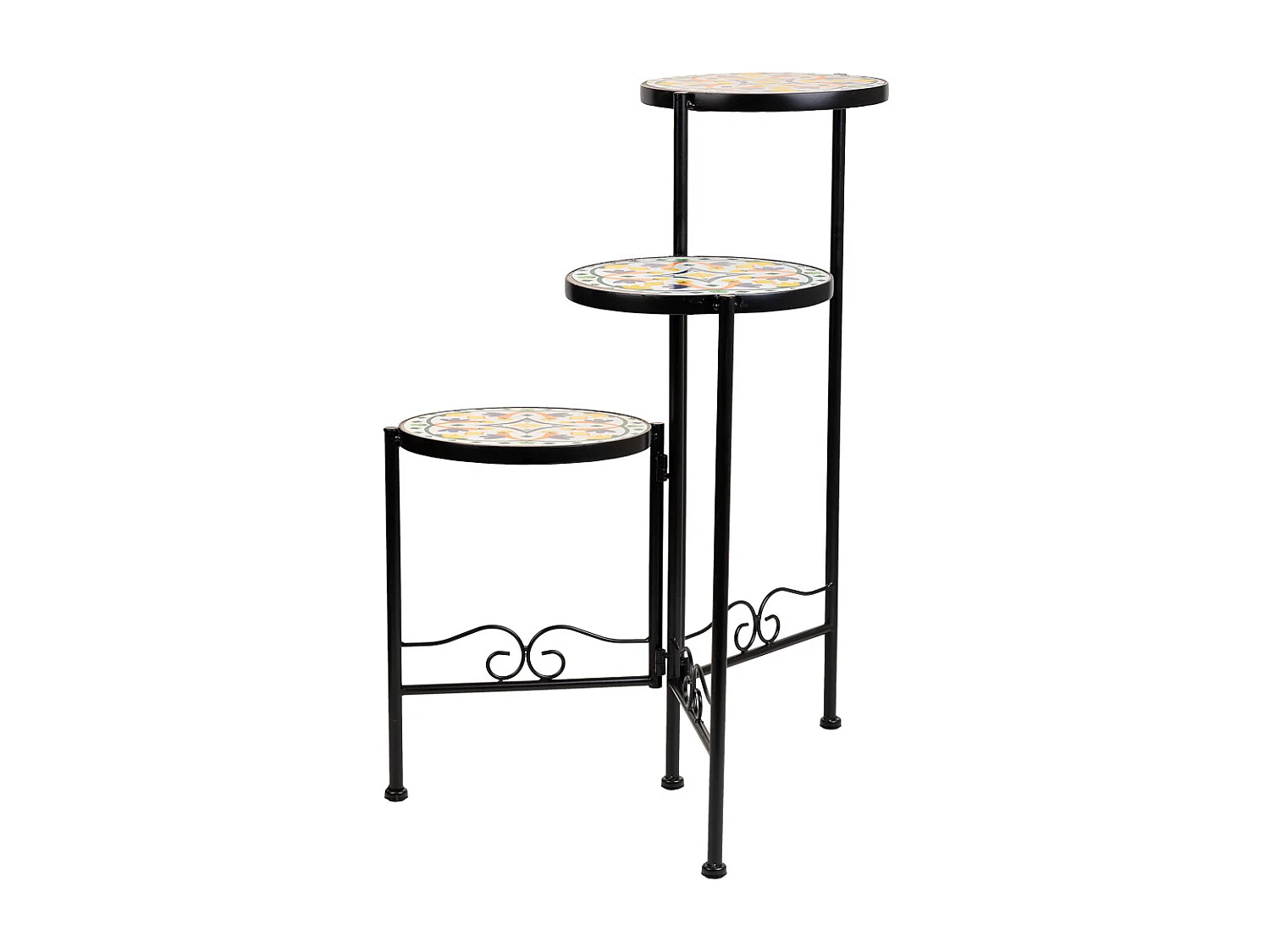 Conjunto de 3 suportes em mosaico multicolor e metal