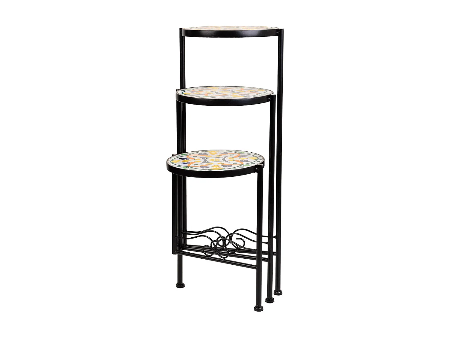 Conjunto de 3 suportes em mosaico multicolor e metal