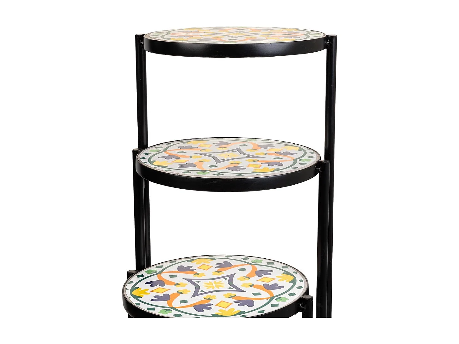 Conjunto de 3 suportes em mosaico multicolor e metal