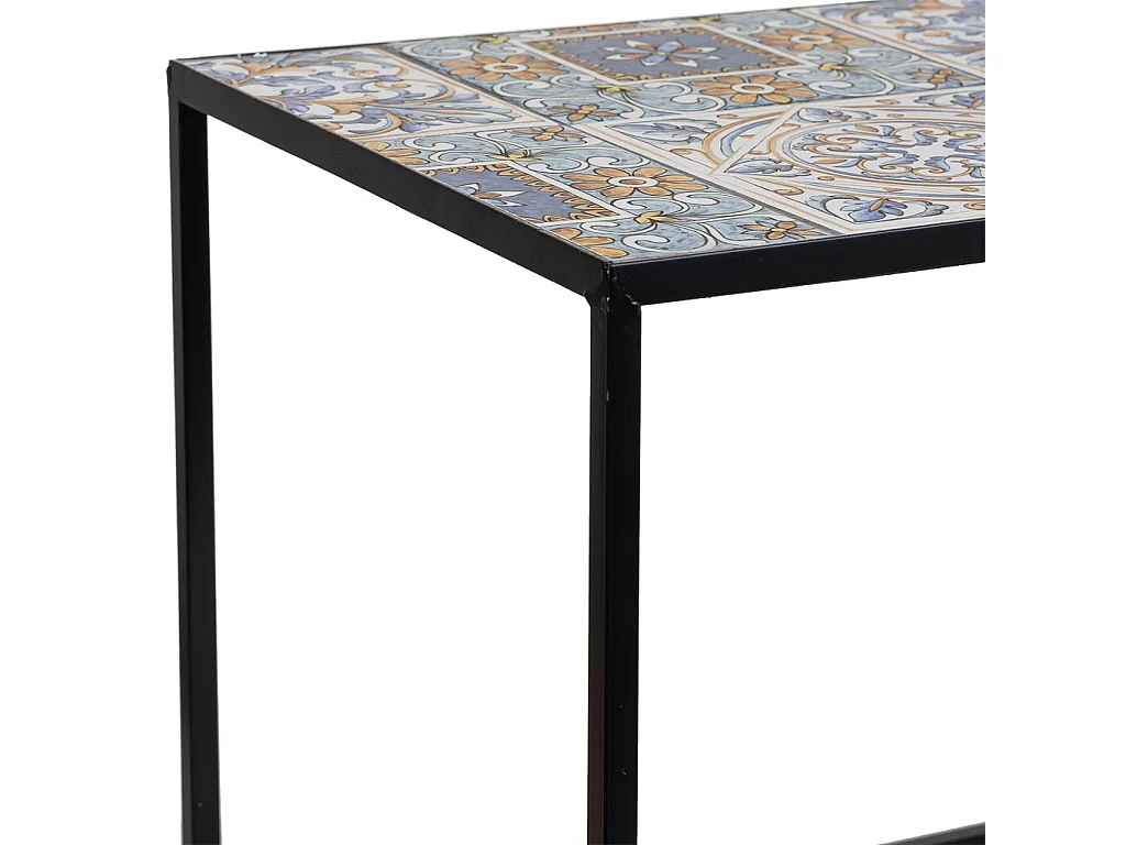 Conjunto de 2 suportes em mosaico preto e metal