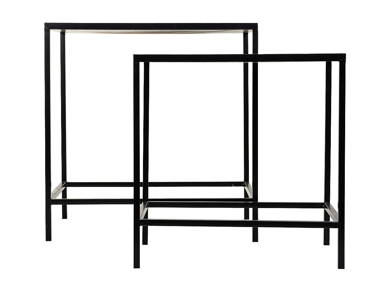 Conjunto de 2 suportes em mosaico preto e metal