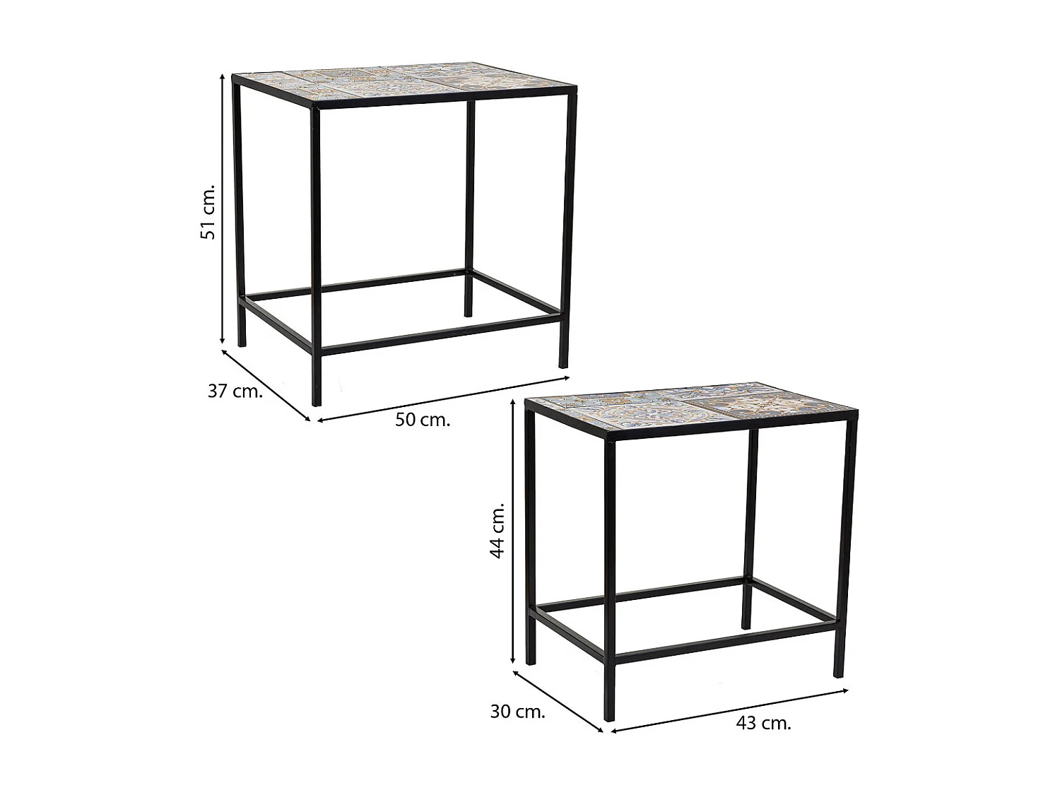 Conjunto de 2 suportes em mosaico preto e metal