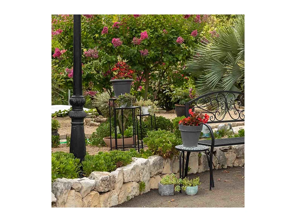 Ensemble de 3 supports de pots de fleurs en métal noir