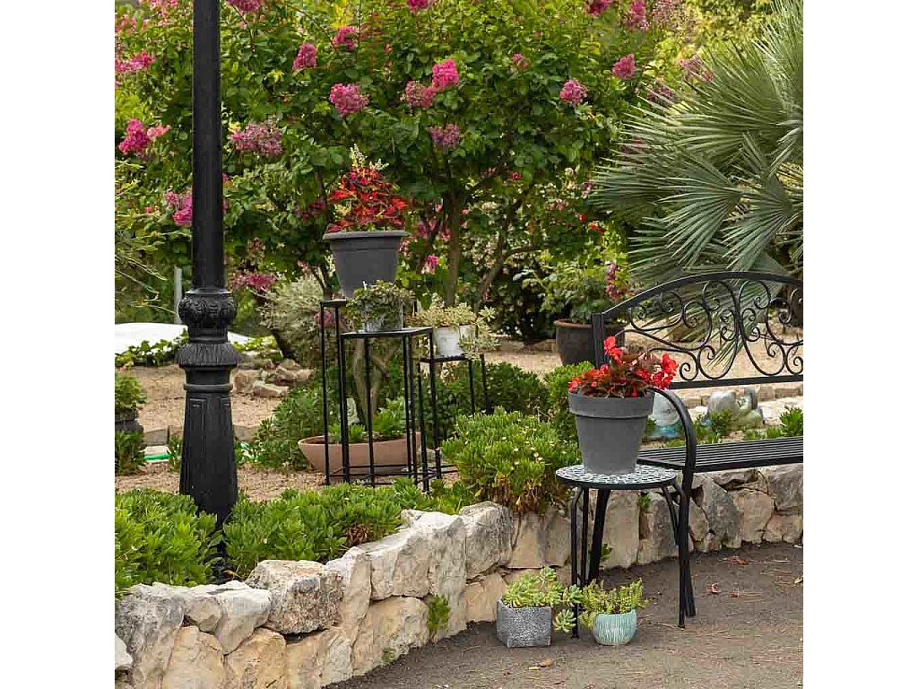 Ensemble de 3 supports de pots de fleurs en métal noir