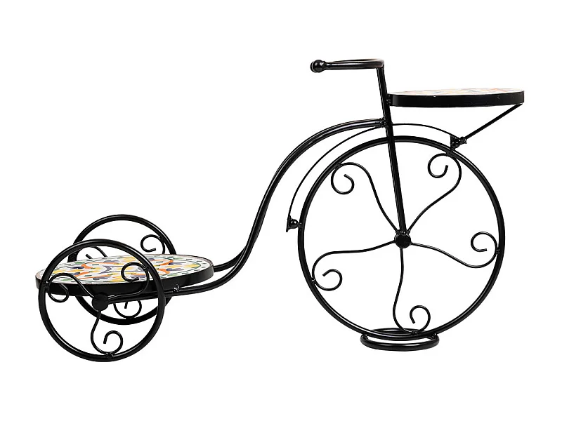 Fahrradständer aus schwarzem Mosaik und Schmiedeeisen, 67 x 26,5 x 43 h cm