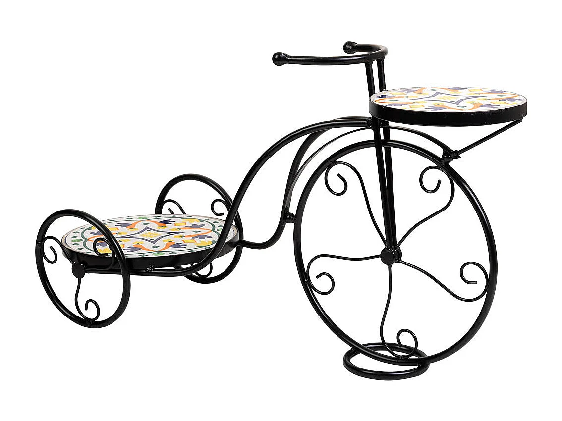 Fahrradständer aus schwarzem Mosaik und Schmiedeeisen, 67 x 26,5 x 43 h cm