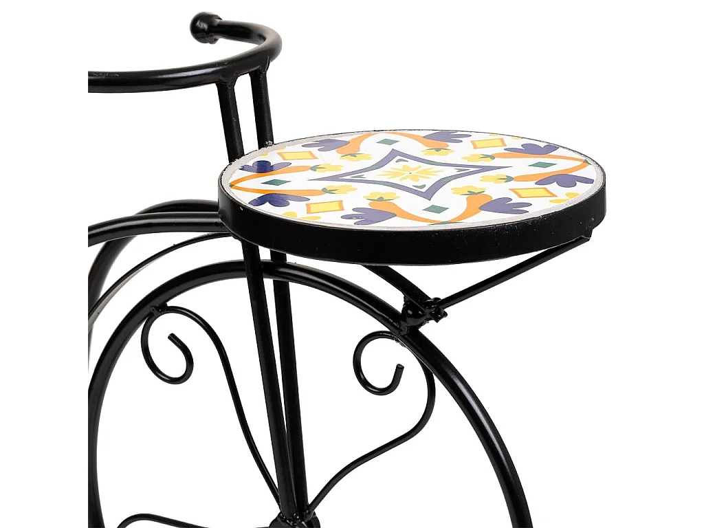 Fahrradständer aus schwarzem Mosaik und Schmiedeeisen, 67 x 26,5 x 43 h cm