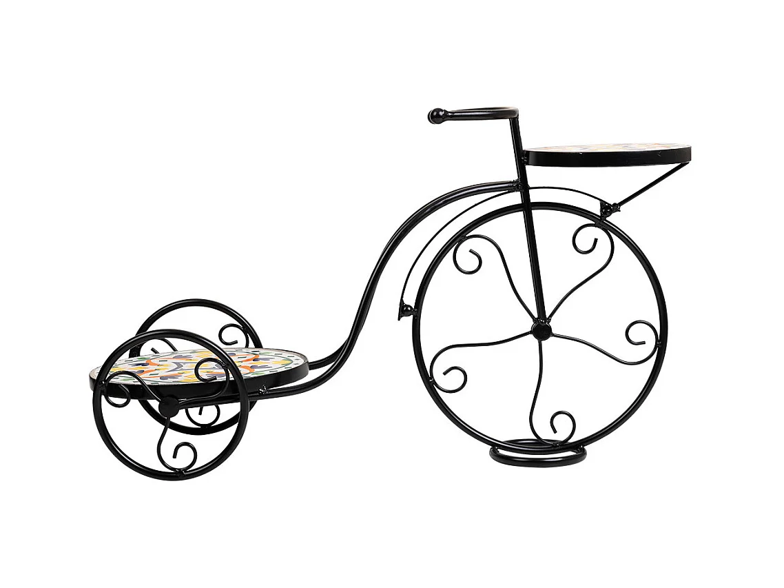 Support vélo en mosaïque et fer forgé noir 67x26.5x43h